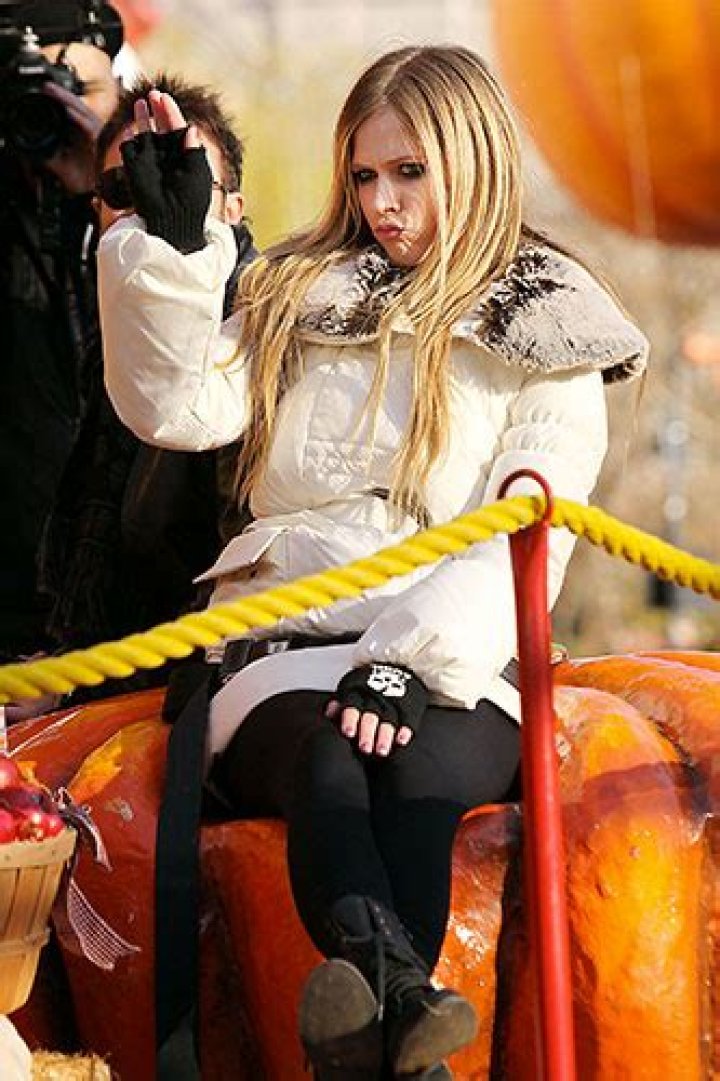 Avril Lavigne: Betsey Johnson Coat, Fingerless Gloves