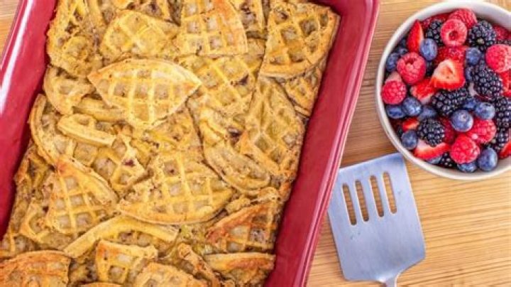 Breakfast Waffle Bread Pudding with Berries | Recipe