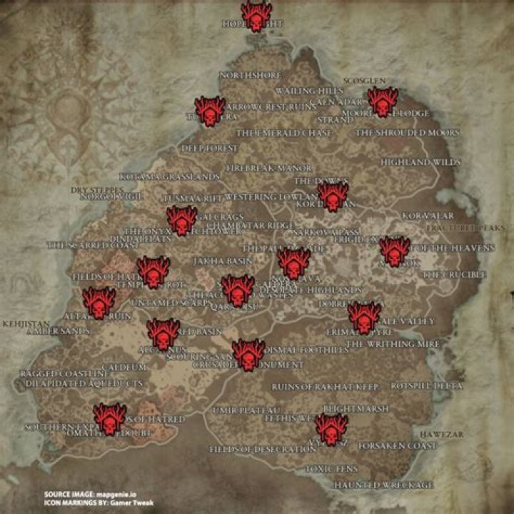Diablo 4 Stronghold Locations Map