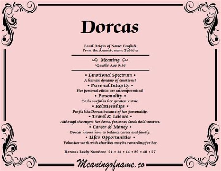 Dorcas Meaning in English, Dorcas Baby Name Origin Gender Meaning Pronunciation