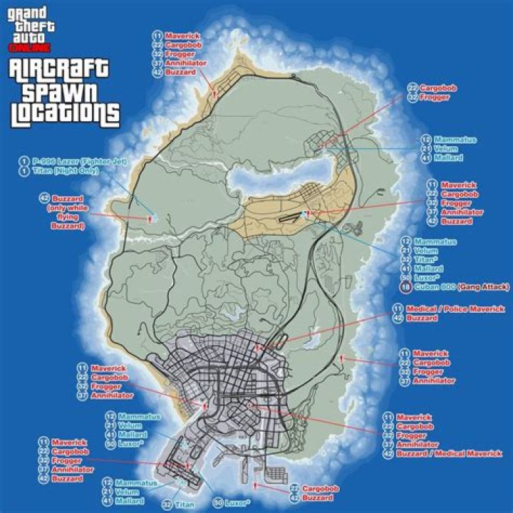GTA Online Aircraft Spawn Locations