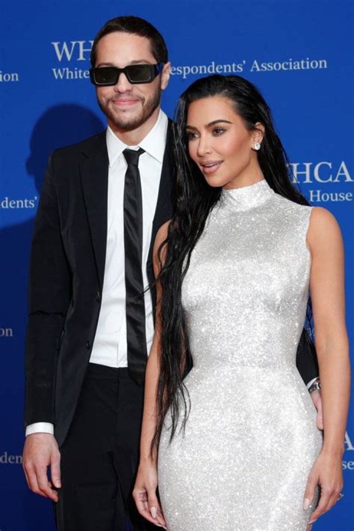 Kim Kardashian Stepped Out with Pete Davidson in a High-Slit Latex Gown